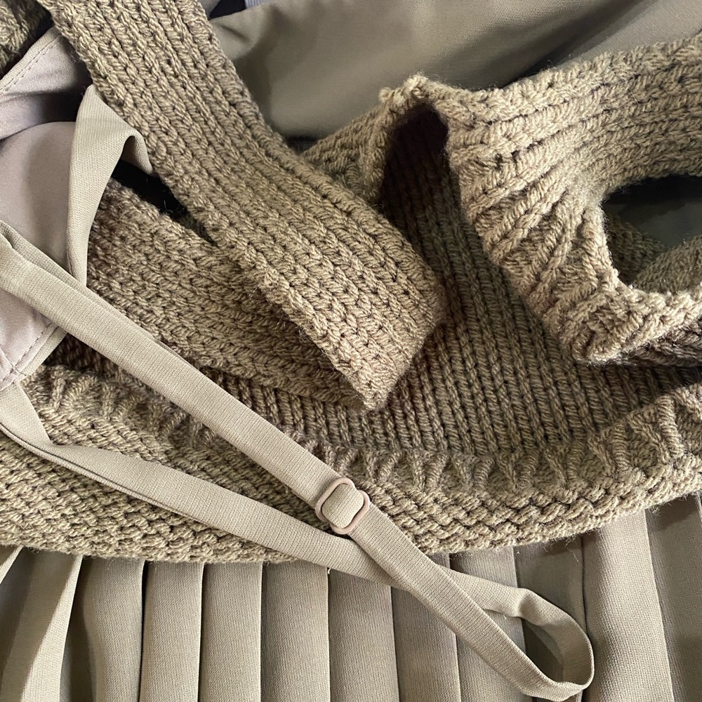 mare mare x ANTHROPOLOGIE Khaki Pleated Twofer Pleated Sleeveless Maxi Dress M - Picture 10 of 12
